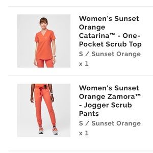 FIGS Sunset orange scrub set size small